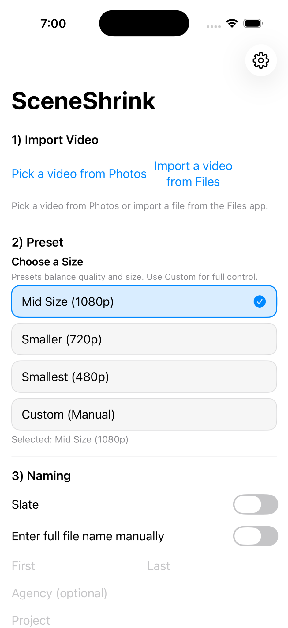 SceneShrink UI screenshot 4